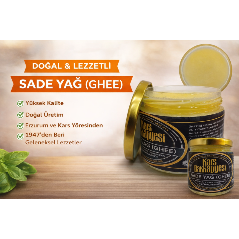 Erzurum Kars Bakkaliyesi Eritilmiş tuzsuz doğal Sade Yağ  Ghee