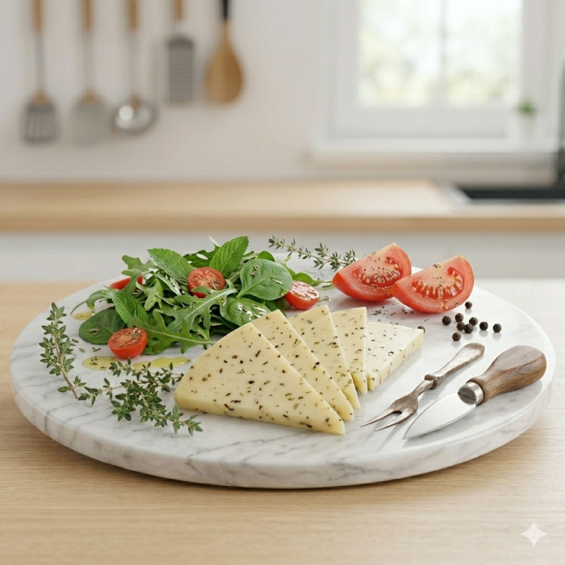 Doğal Şırdan Mayalı Kekik Otlu Göbek Kaşar - Erzurum Yayla Sütü