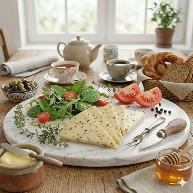 Doğal Şırdan Mayalı Kekik Otlu Göbek Kaşar - Erzurum Yayla Sütü